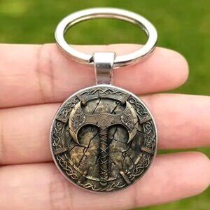 Viking Battle Axe Keychain Odin Thor Warrior Beveled Tomahawk Norse Mythology